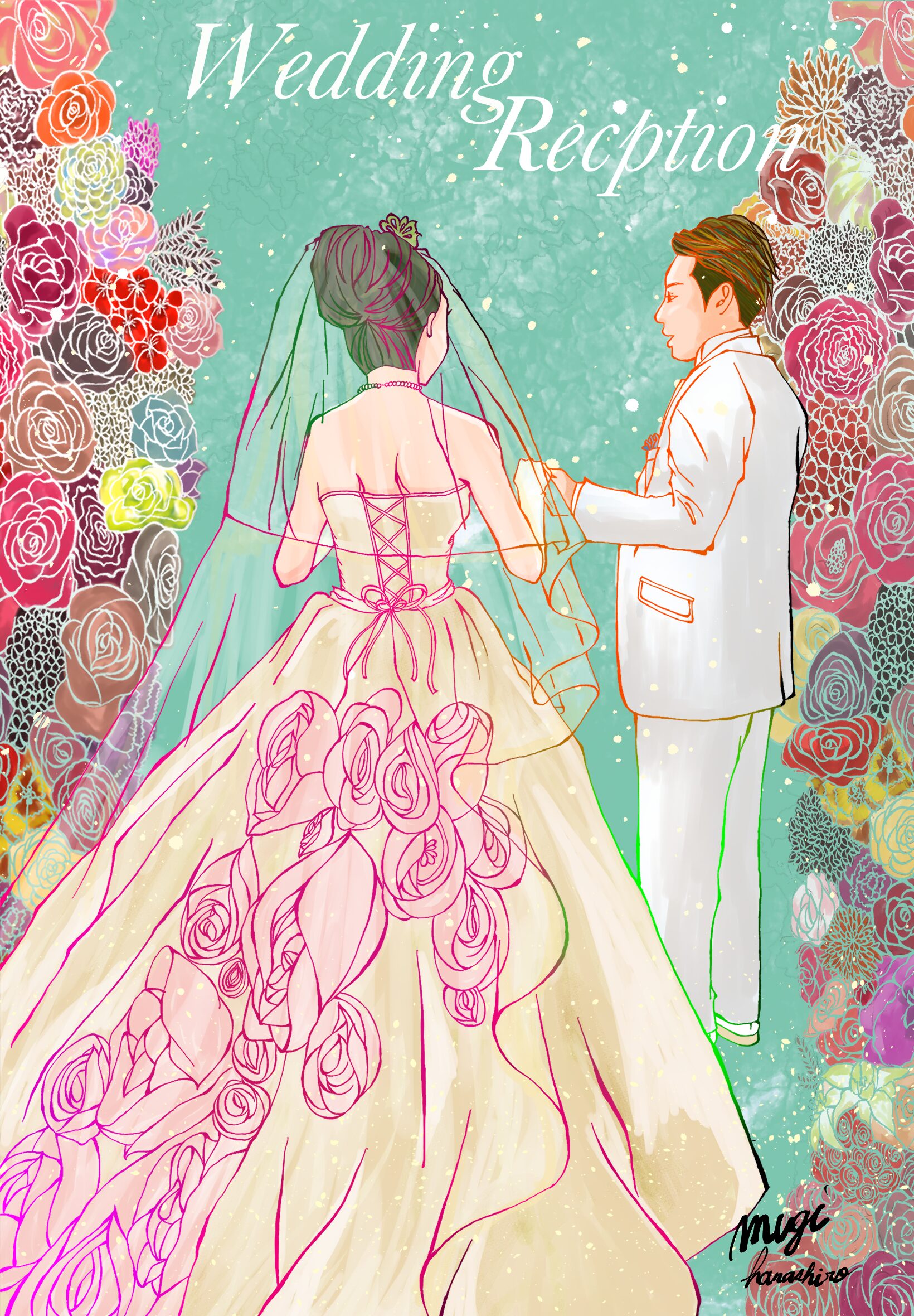 ハナシロむぎ　 ブライダルイラスト